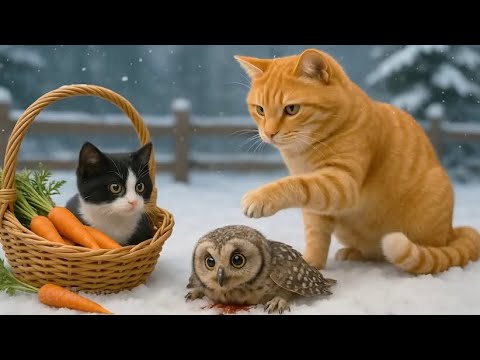 Mama Cat 😺 Finds a Wounded Baby Owl🦉| Brings It Home | Bandages Wounds #catvideos #catlovers