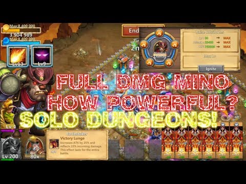 FULL DMG Skill13 Mino HOW POWERFUL?SOLO DUNGEONS! - Castle Clash