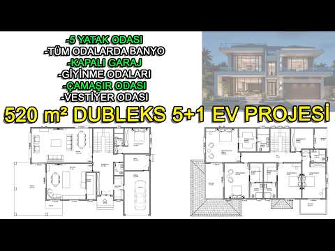520 M2 5+1 DUBLEKS EV PROJESİ İNCELEME.