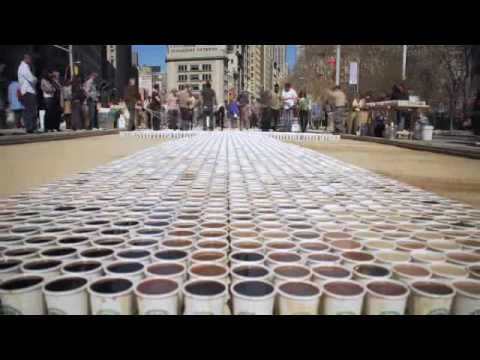 Starbucks ad that encourages people to switch from paper cups to coffee mugs.