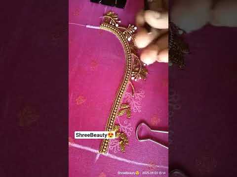 #Aari work//Tread aari design//Beads with flower aari work design