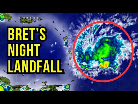 Tropical Storm Bret hits the Caribbean at Night…