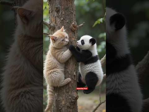 Beautiful Cat Helping Panda Baby❤️🥰 #cats #catvideos #catlovers #meow #catshorts #shorts #virals