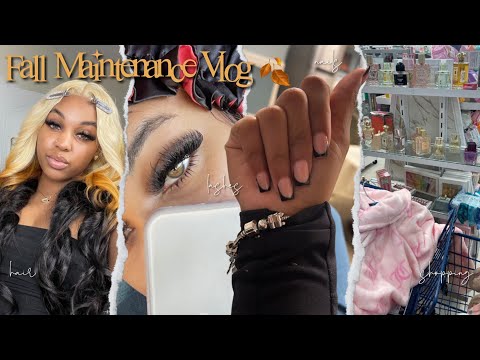 FALL MAINTENANCE VLOG ❤︎ : hair + lashes + nail fill + shopping..