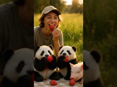 strawberry party with pandas