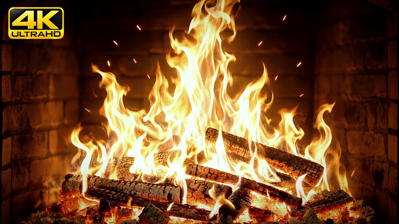 🔥 RUSTIC CABIN FIREPLACE with SOFT BURNING LOGS AND NATURAL FIRE SOUNDS to Create a Cozy Atmosphere