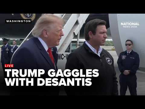President Trump gaggles with Ron DeSantis in Fort <strong>Myers</strong>, Florida