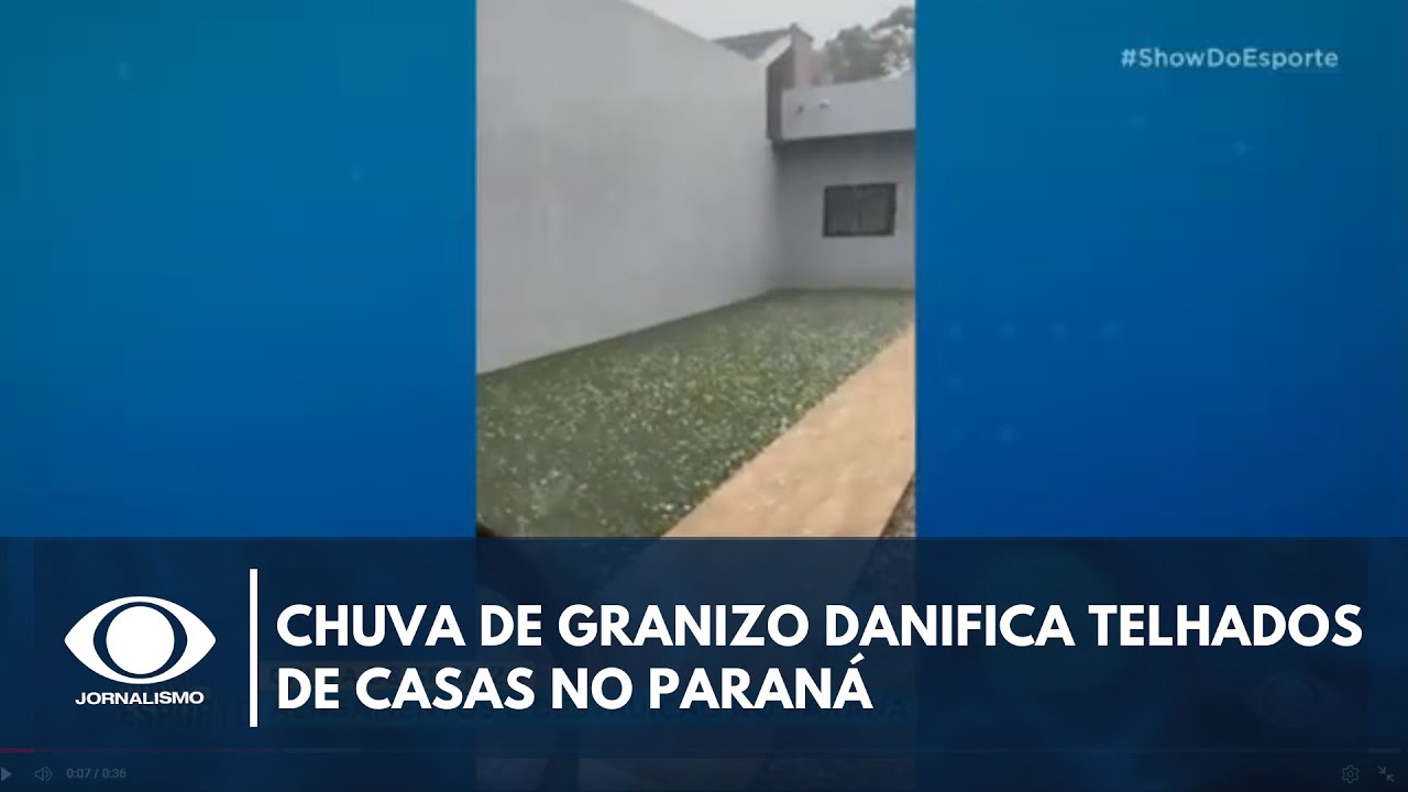 Chuva de granizo danifica telhados de casas no Paraná