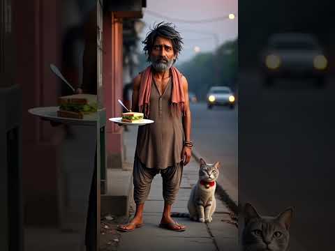 "Bhukhi Billi Aur Mazdoor Ki Kahani ❤️ | Emotional Heart Touching Story" #youtubeshorts #catstory