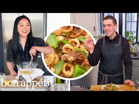 Lana Condor and Chris Make Fried Calamari | Bon Appétit