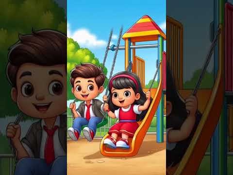 Two small children (Rahul and Neha) walking to a Park 🏞️ in the morning with backpacks #ai #trending