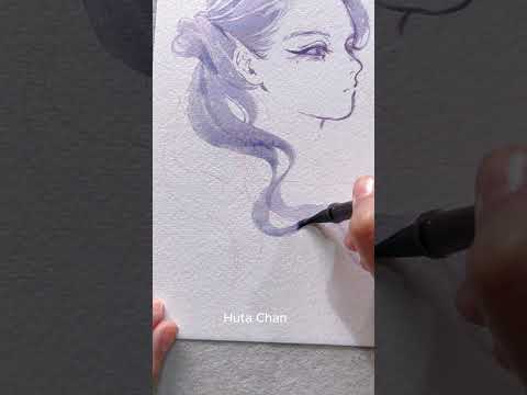 How I paint my hair with a calligraphy brush #shorts #hutachan