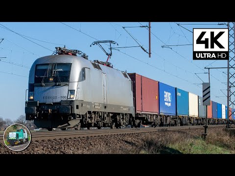[4K] TAURUS! Bahnlogistik24 182 600 with container train passes Dedensen/Gümmer!