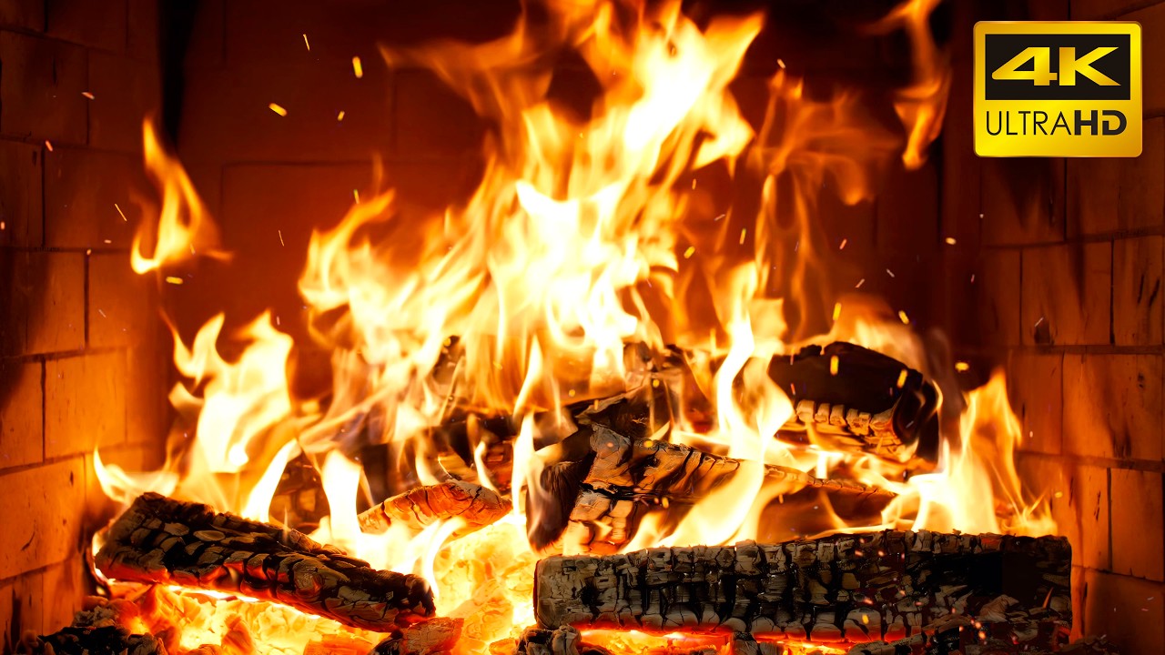🔥 Fireplace Cozy Cabin (12 HOURS) with Crackling Logs & Burning Fire Sounds for Snowy Evenings