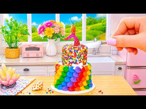 Amazing Miniature Mermaid Rainbow Cake Decorating 🌈 Easy Mini Cake Recipe