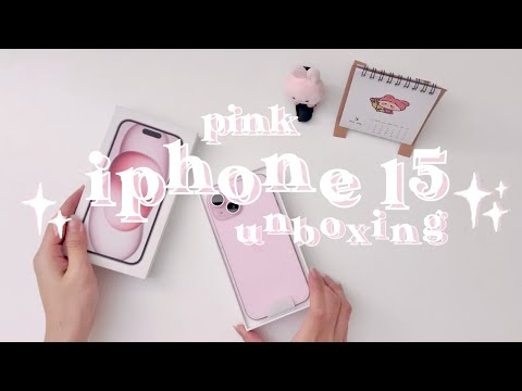 pink iphone 15 unboxing & customization 💗✨ | aesthetic & simple