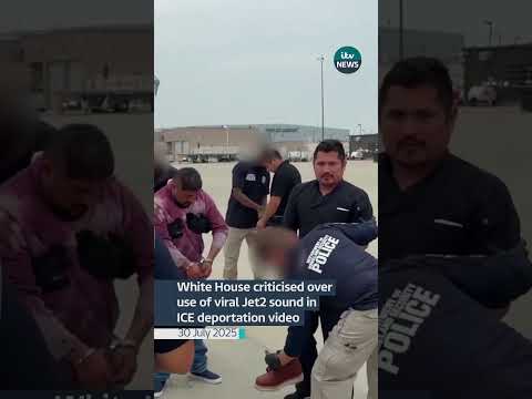 White House criticised over use of viral Jet2 sound in ICE deportation video #itvnews