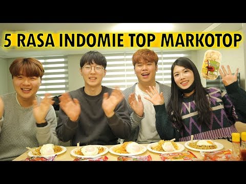 ORANG KOREA MENCOBA MAKAN 5 RASA INDOMIE TOP MARKOTOP I 인도네시아 라면 인도미 먹기