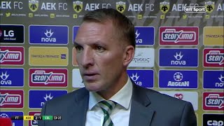 Celtic crash out of the Champions League – Brendan Rodgers reacts | AEK Athens 2-1 Celtic (3-2agg)