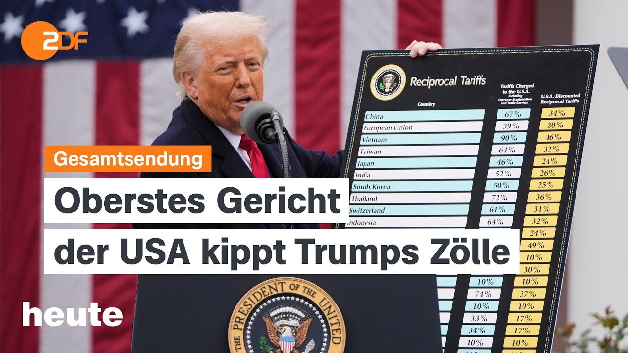 heute 19:00 Uhr vom 20.02.2026 Trumps Zölle, CDU Parteitag, Frankreich Überschwemmungen