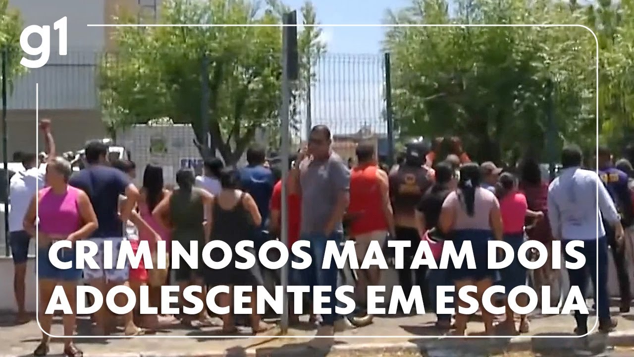 Jornal Hoje: Dupla abre fogo em escola, mata 2 adolescentes e deixa feridos no CE; câmera flagrou