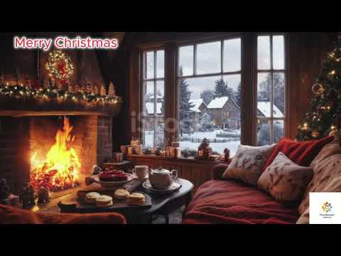 White Christmas – Relaxing Holiday Ambience with Snowfall & Fireplace with music