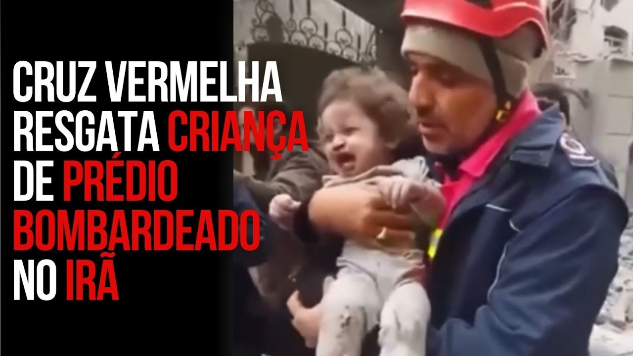 Imagens mostram Cruz Vermelha iraniana resgatando criança após ataque aéreo em Teerã