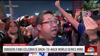 This is how fans in Little Tokyo celebrated the Dodgers' historic win