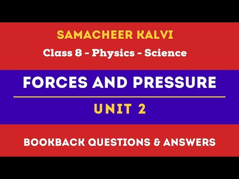 Forces and Pressure Book Back Answers | Unit 2  | Class 8th | Physics | Science | Samacheer Kalvi