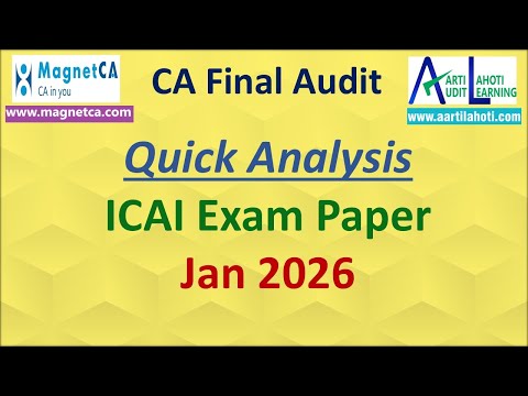 CA Final Audit – ICAI Exam Paper Quick Analysis | Jan 2026 | CA Aarti Lahoti