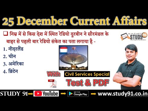 Daily Current Affairs in Hindi : 25 December 2020 Current Affairs Monthly Current Affairs Nitin Sir