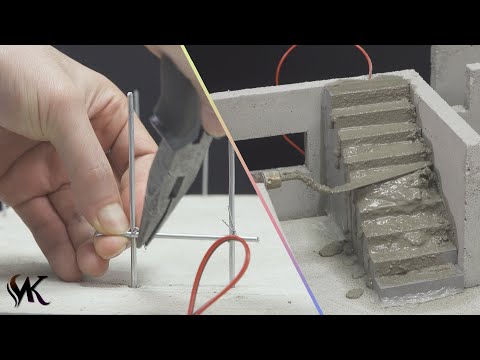 How To Build a Amazing House(model) #2. - cement stairs & wall.