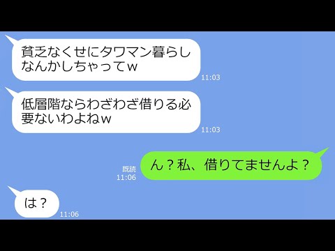 【LINE】タワマン高層階の住人が低層階住みの私にマウント連絡「貧乏人は無理よねｗ」→5階の私「はい、借りるつもりはありませんけど」「え？」【総集編】