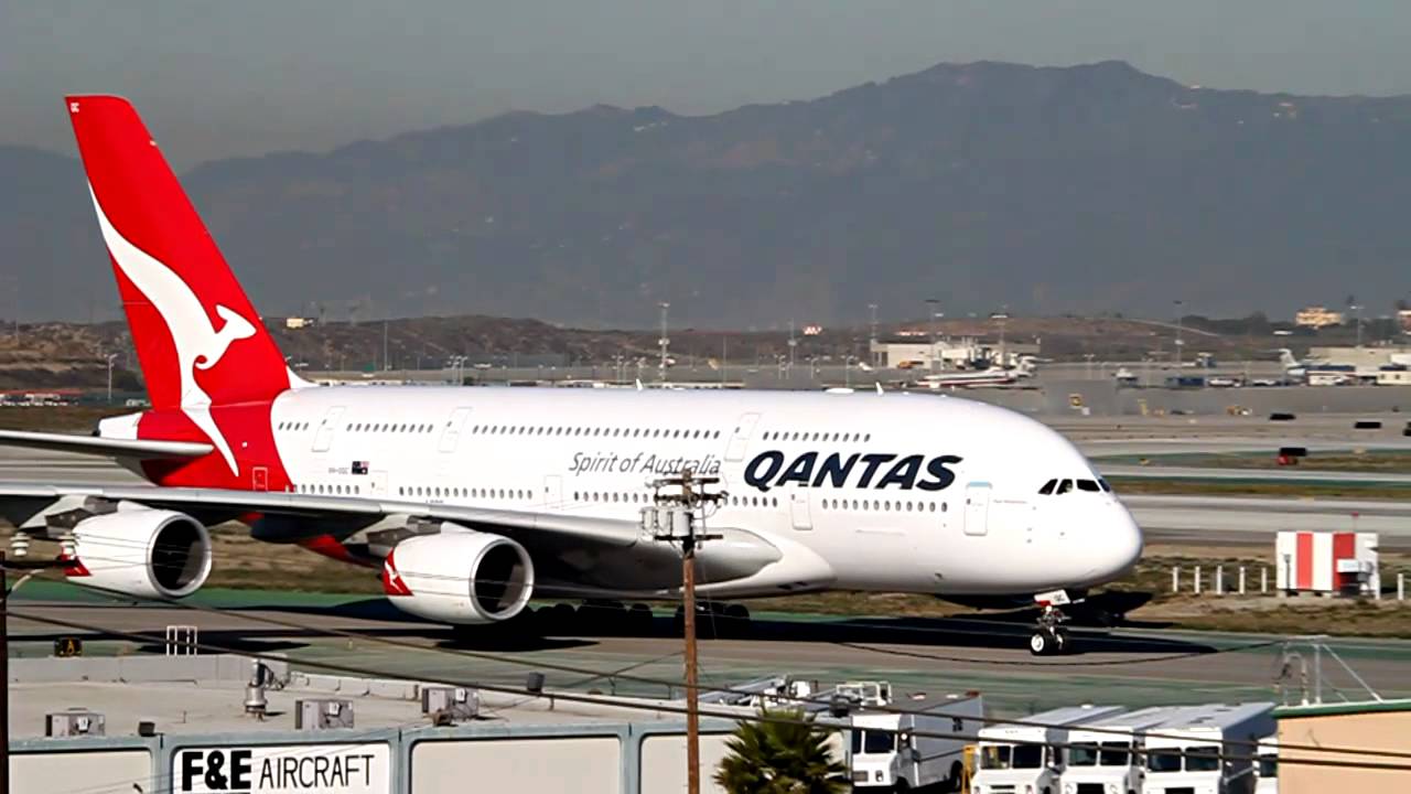 Qantas Airbus A380 2X Landing And Takeoff At LAX YouTube
