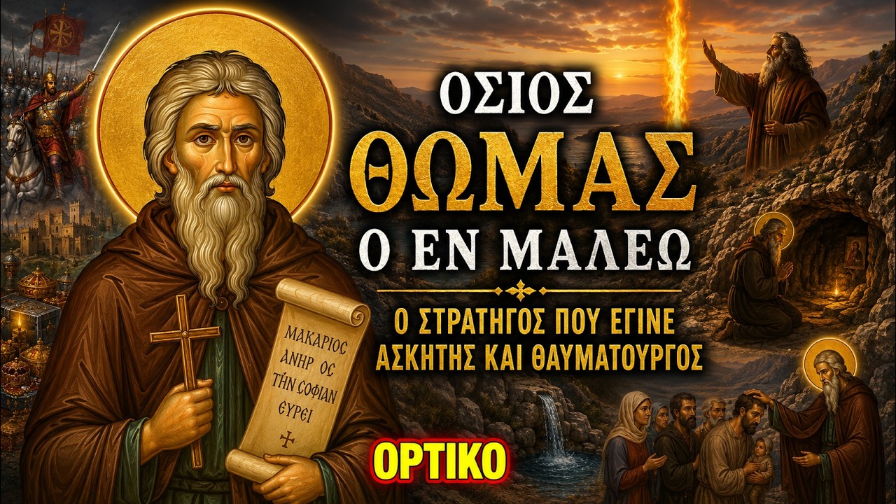Ο Όσιος Θωμάς στον βράχο του Μαλεού