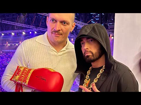 Eminem Signs a Boxing Glove for Usyk @ Saudi Arabia (October 28, 2023)