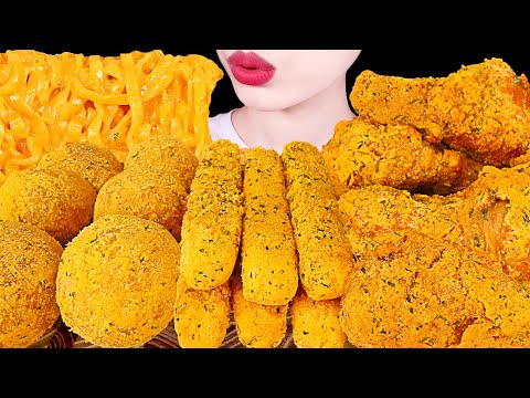 ASMR MUKBANG｜CHEESY CARBO FIRE NOODLES, FRIED CHICKEN, CHEESE BALL, CHEESE STICK 뿌링클 치킨 치즈스틱 치즈볼 먹방