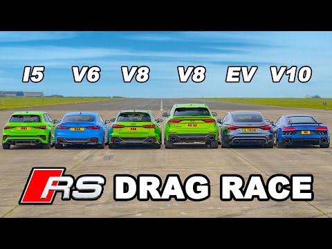 Audi R8 v RS e-tron GT v RS3 v RS6 v RSQ8 v RS5: DRAG RACE