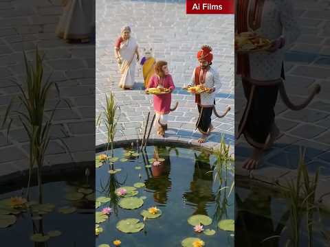 छठ पूजा पर छठी मैया स्वर्ग लोक से धरती लोक आती है।#ai #cartoon#chhathpuja#chhathimaiya#bachpanexpres