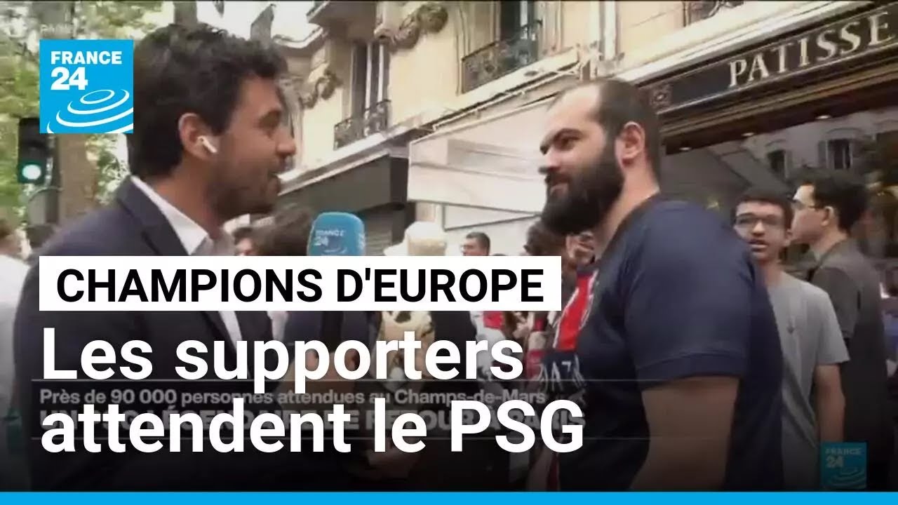 Les supporters du PSG attendent de pied ferme les joueurs à Paris • FRANCE 24
