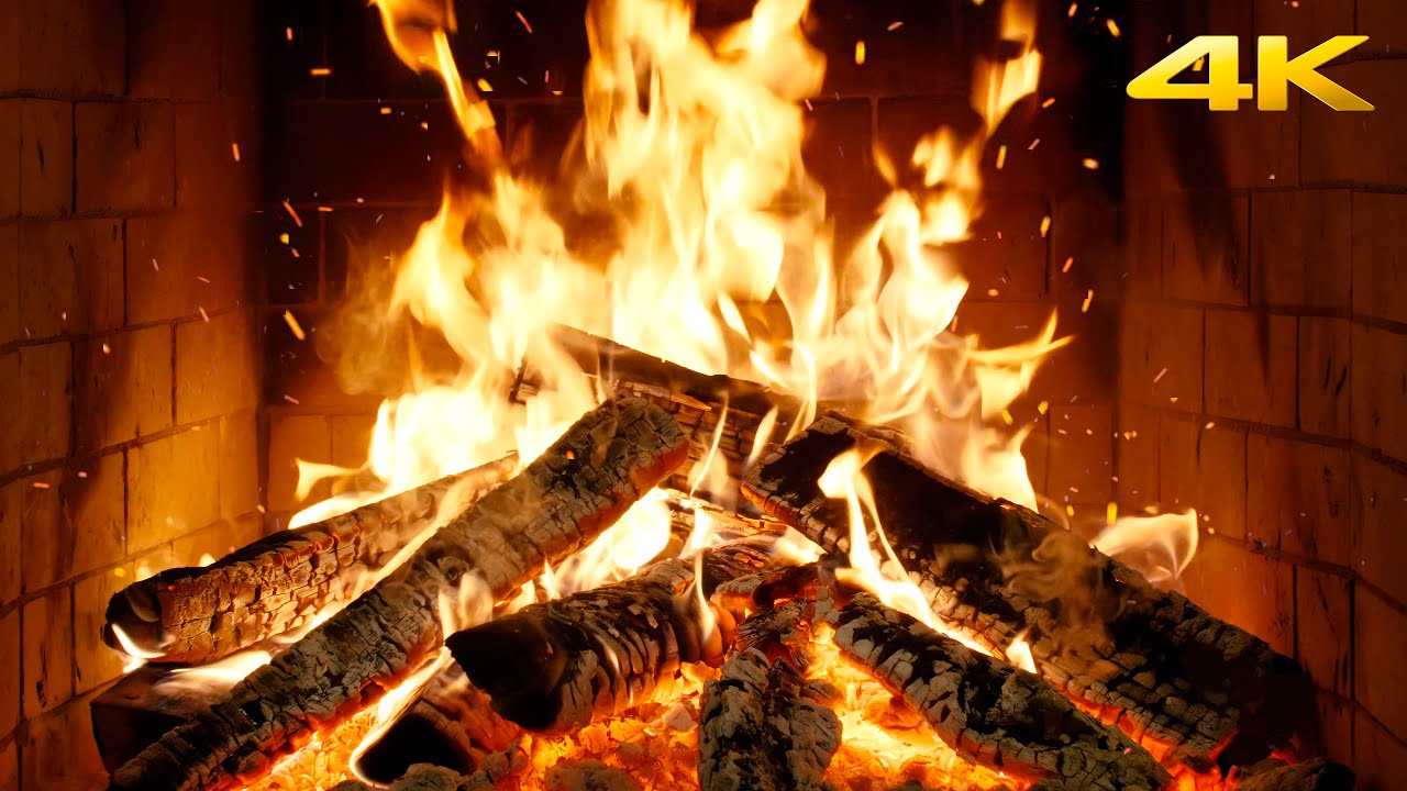 🔥 Cozy Nights by the Fireplace (No Music) with Burning Logs & Crackling Fire Sounds for Healing