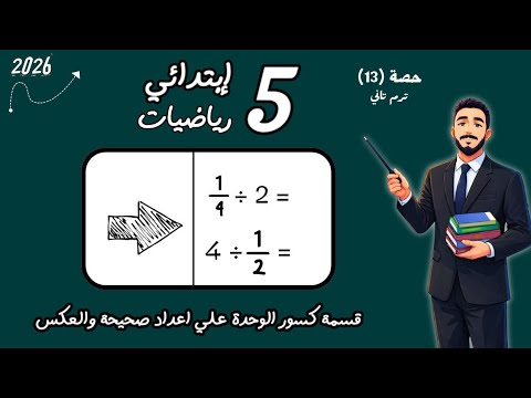 ‪قسمة كسور الوحدة علي اعداد صحيحة قسمة اعداد صحيحة علي كسور الوحدة  رياضيات الصف الخامس الابتدائي 
