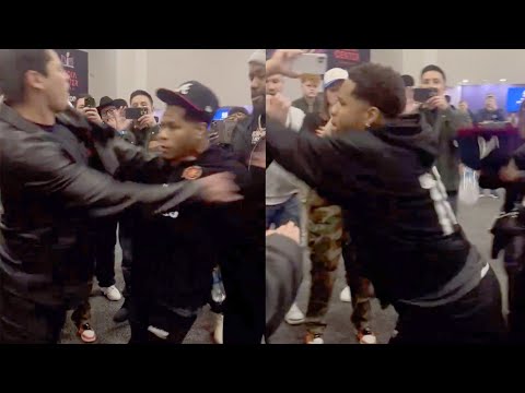Watch all hell break loose as ryan garcia & devin haney put hands on each other (2nd angle)