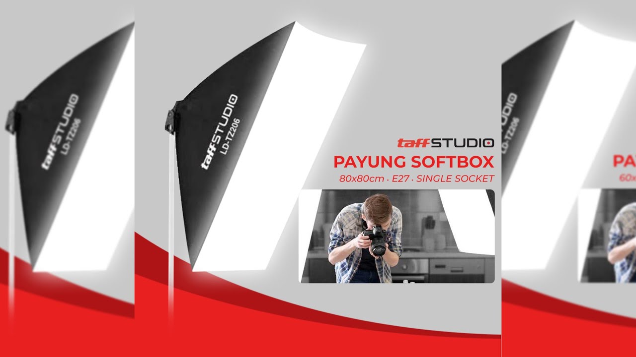 Pratinjau video produk TaffSTUDIO Payung Softbox Reflektor 80x80cm E27 Single Socket - LD-TZ206