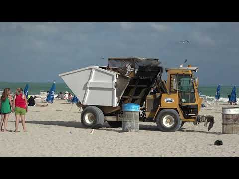 Garbage truck in the beach