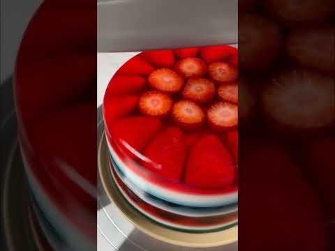ASMR Strawberry 🍓 Jelly Cake Cutting #satisfying #asmr #odlysatisfying #cake #cakeasmr #cakeface