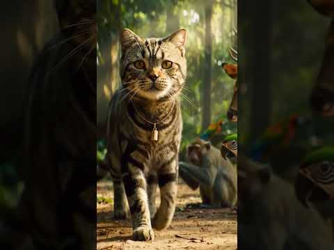 Jungle Adventure of a Brave Cat #cat #ai #animation #shorts