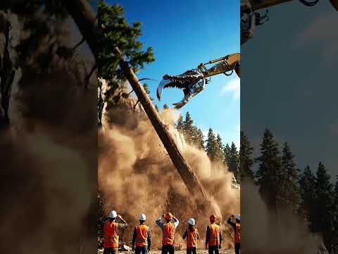 Giant Excavator Claw vs. Ancient Tree: Unbelievable Power! 🌲💥