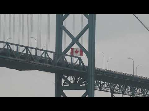 Live shot of the Ambassador Bridge in Detroit as Trump imposed 50% tariffs on most Canadian goods