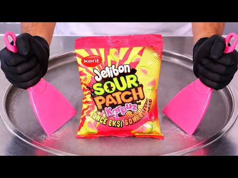 Sour Patch Kids Watermelon - Ice Cream Rolls | Satisfying Visual ASMR